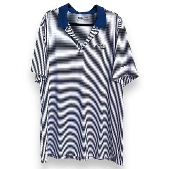 Nike Golf Blue & White Striped Orlando Magic Collared Dri Fit Golf Polo Size XXL